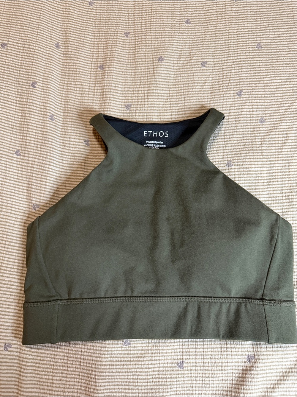 ETHOS Olive High-Neck Crop Top